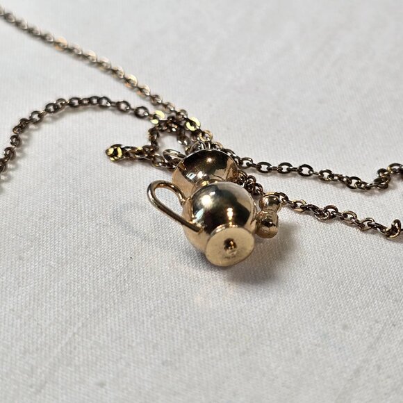Vintage Teapot Pendant Necklace Fashion Jewelry 15.5 inch Silver Tone Tea Party - Picture 9 of 11